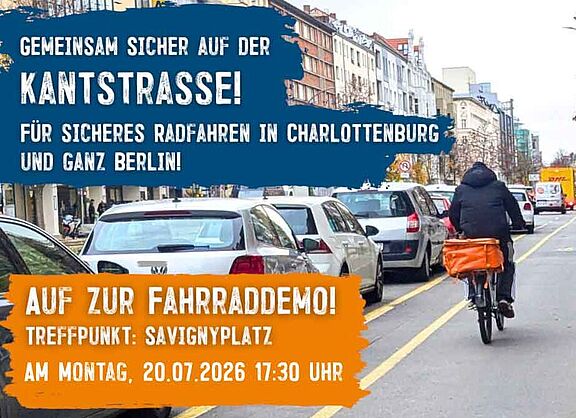 Radweg der links durch parkende Autos abgegrenzt wird