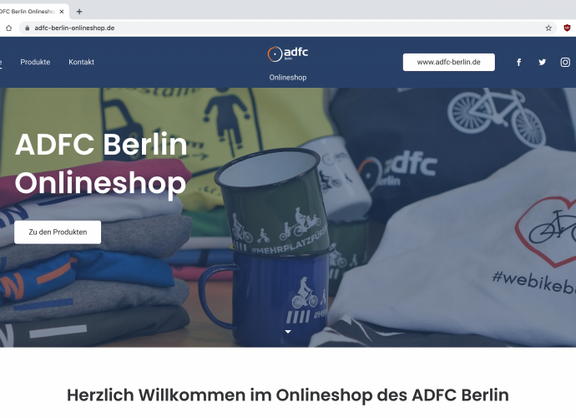 Homepage des ADFC Berlin Onlineshops