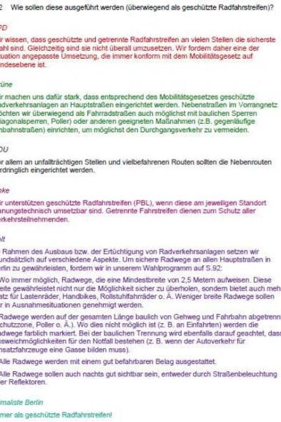 Liste der Einzelantworten Liste der Einzelantworten