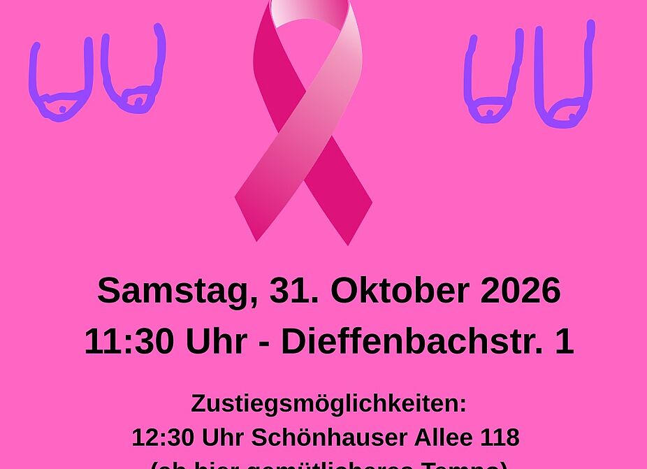Pink Ride Berlin am 31.10.2026 für Brustkrebsvorsorge Sharepic zum Pink Ride Berlin am 31.10.2026