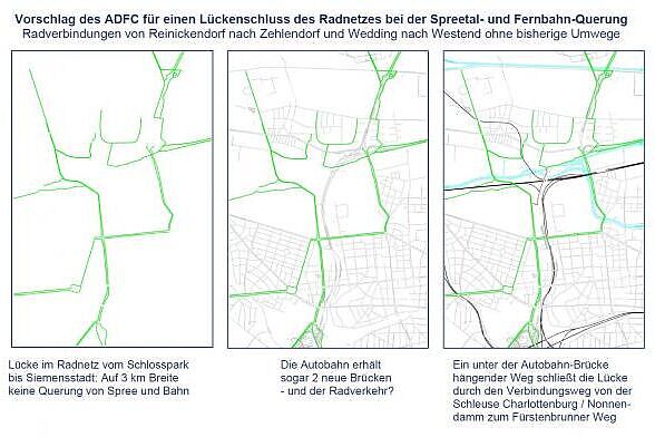 Vorschlag des ADFC für den Lückenschluss im Radnetz