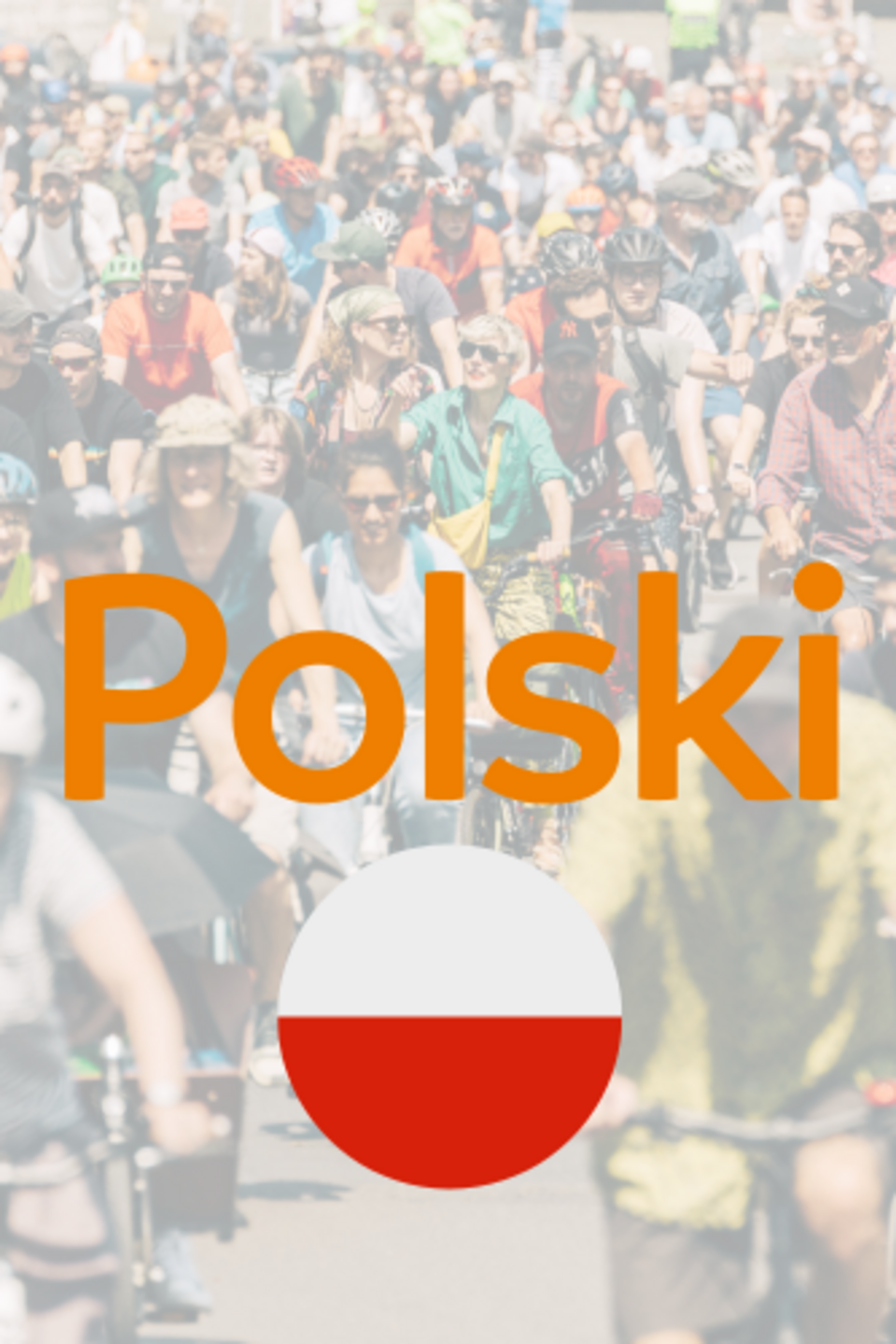 ADFC Sternfahrt Menschen auf dem Fahrrad im Hintergrund, Vordergrund polnische Fahne