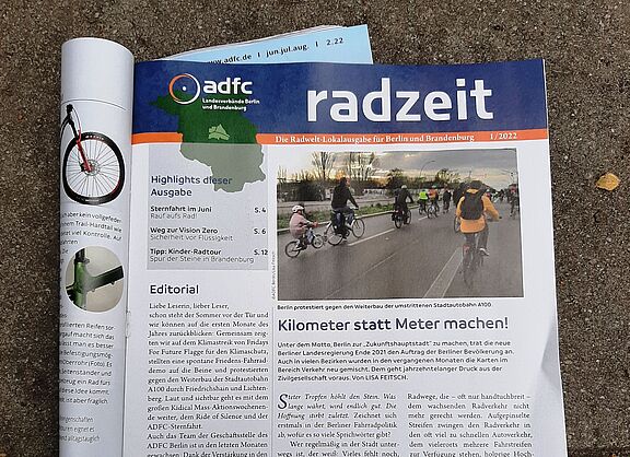 ADFC Berlin-Magazincover radzeit - Ausgabe 1/2022