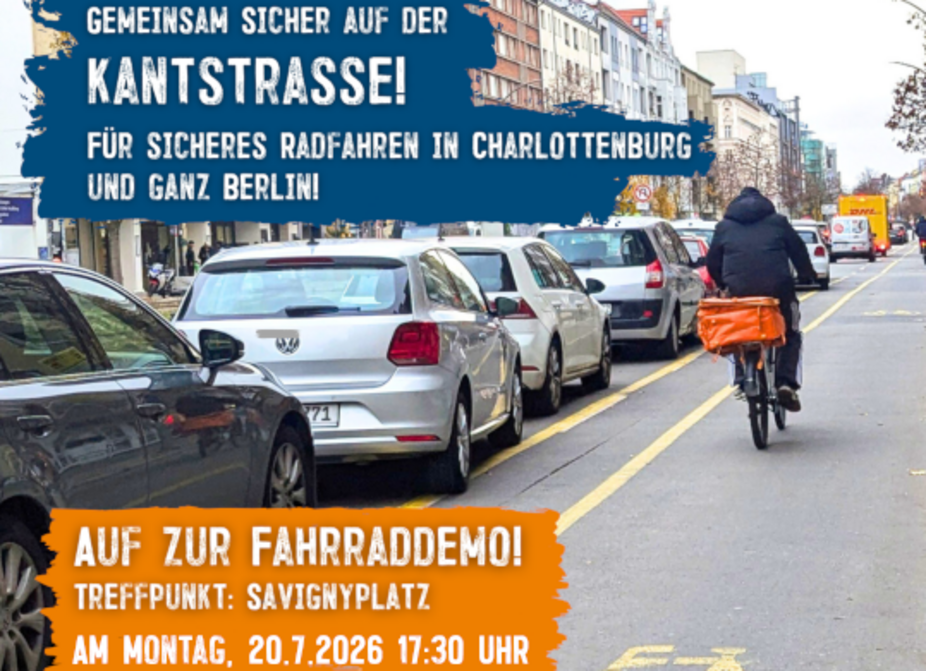 Sharepic der Kantstrassendemo 20.07.2026 Sharepic der Kantstrassendemo 20.07.2026