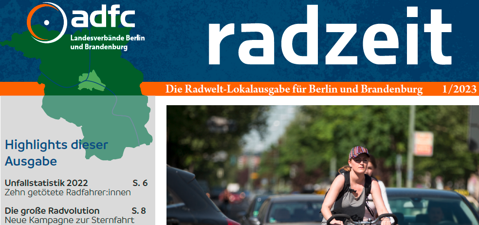 Teil des Deckblatts der radzeit Ausgabe 1 2023