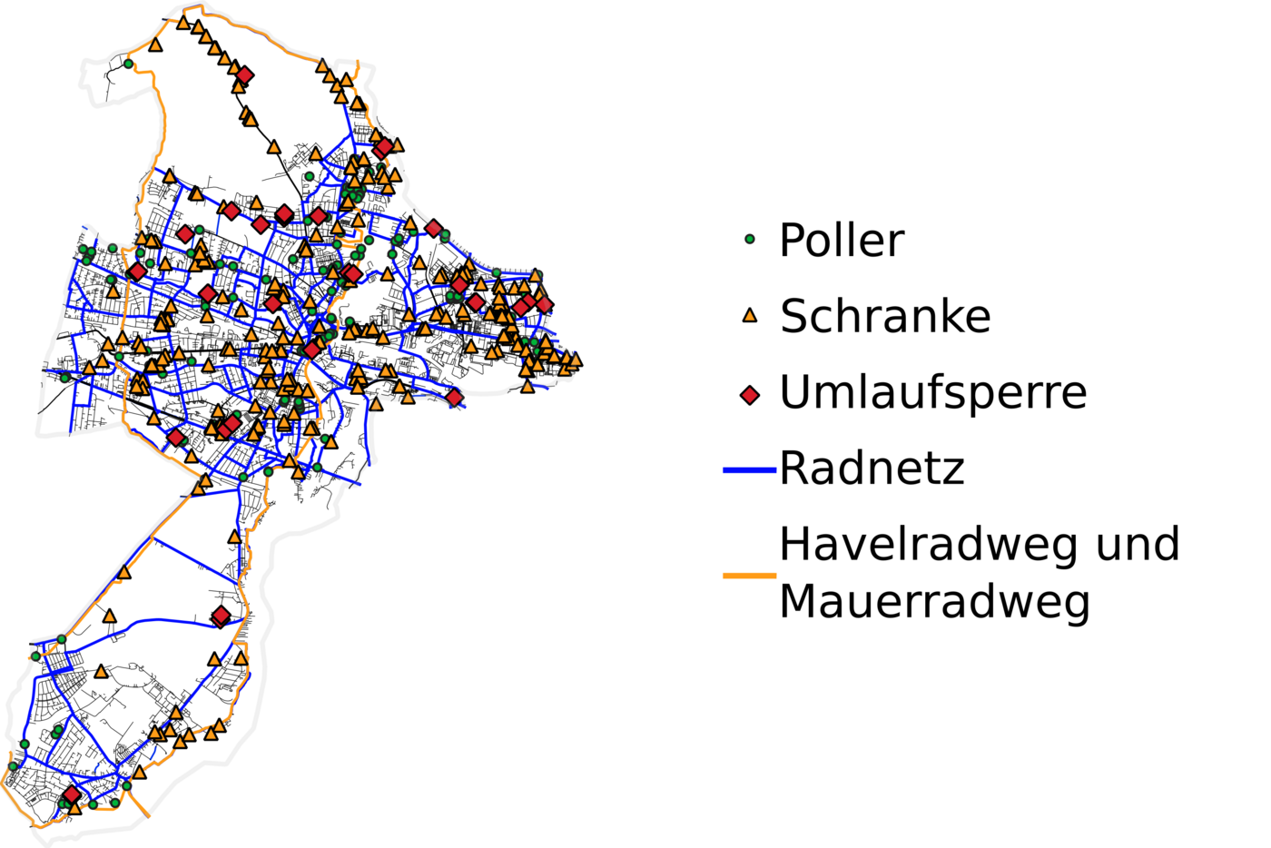 Poller, Schranken und Umlaufsperren in Spandau.