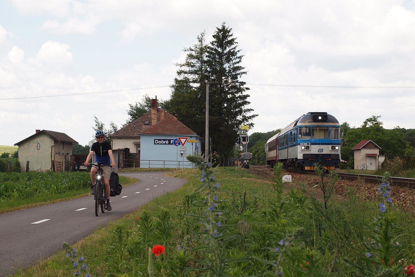 Eurovelo-Radweg nahe der tschechisch-österreichischen Grenze bei Mikulov.