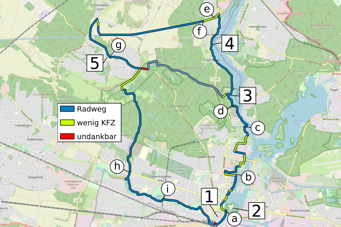 Kartenansicht der Tour durch Nordspandau