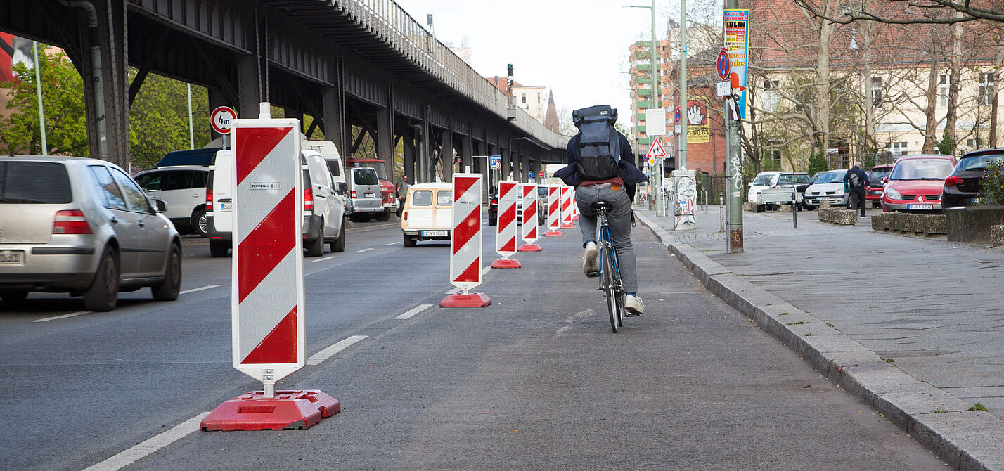 Pop-Up-Radweg auf der Gitschiner Straße