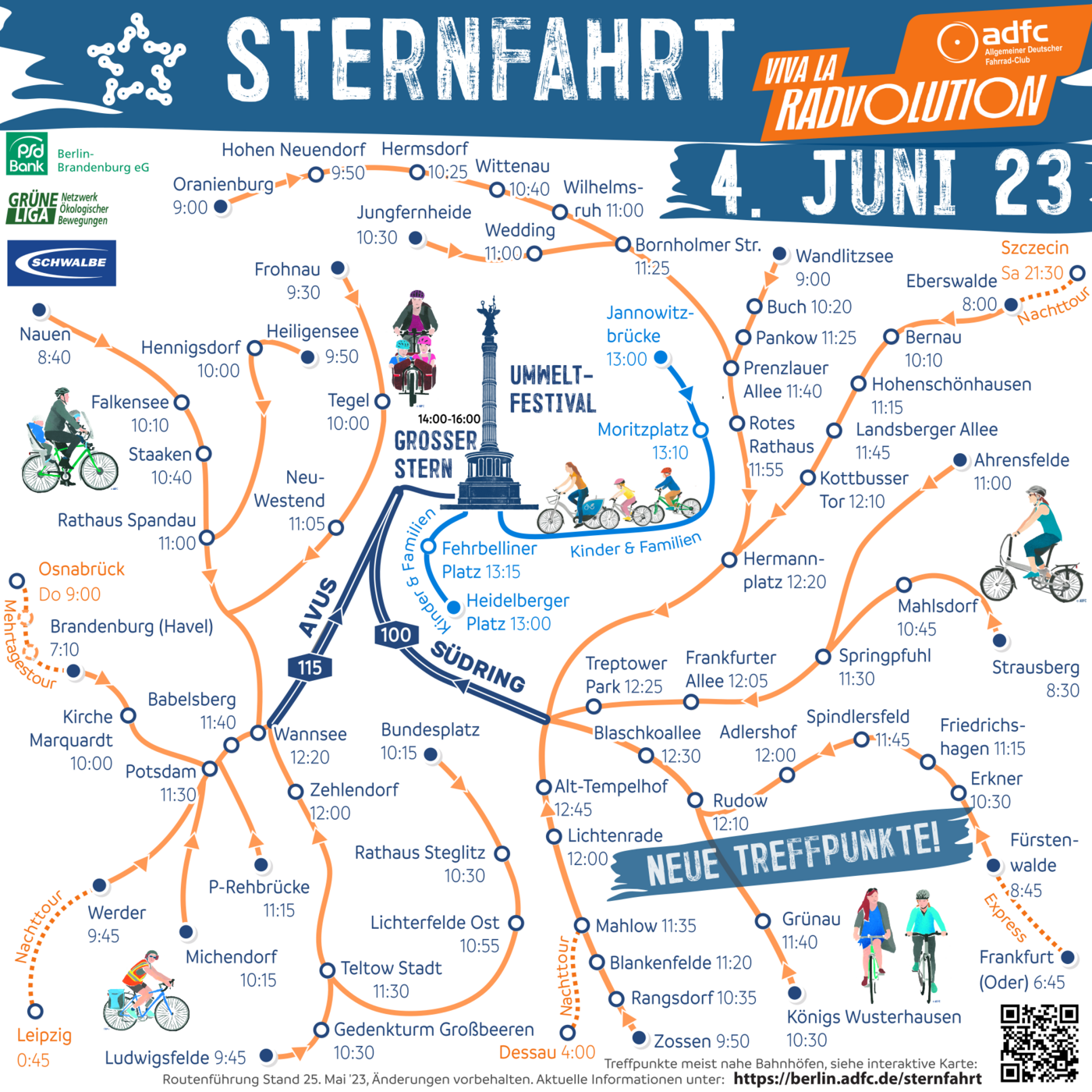 Sternfahrt 2023 Routen