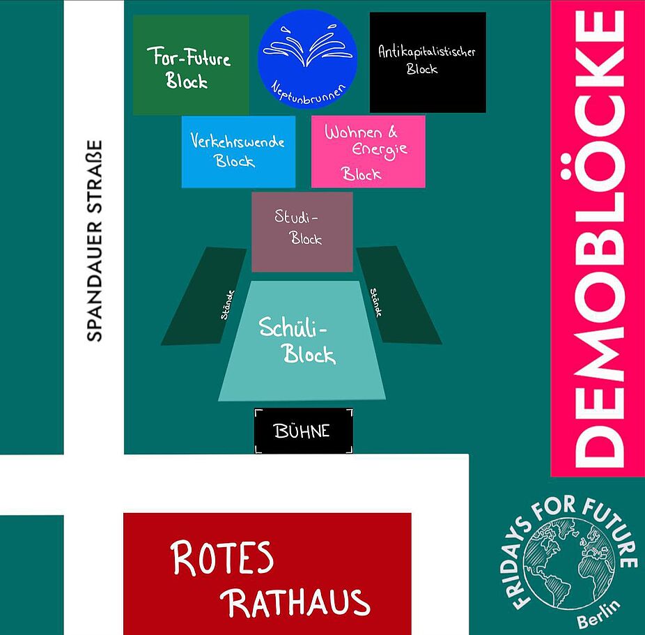 Block-Aufstellung zum Großstreik am Roten Rathaus #BerlinWillKlima 10.02.2023 Block-Aufstellung zum Großstreik am Roten Rathaus #BerlinWillKlima 10.02.2023